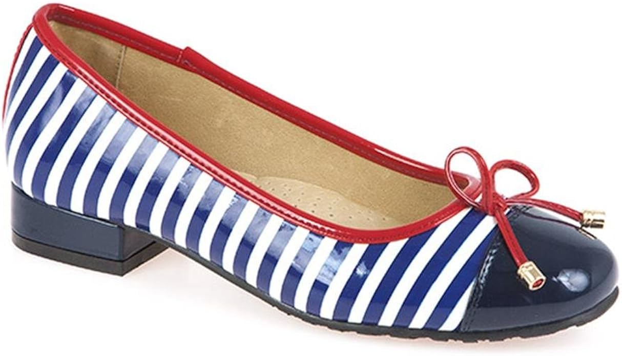 Bellissimo Patent Striped Pump with Bow Detail 307 497