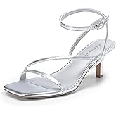 DREAM PAIRS Women's Low Kitten Heels Strappy Open Square Toe Ankle Strap Sexy Fashion Comfort Dress Shoes Party Heeled Sandals