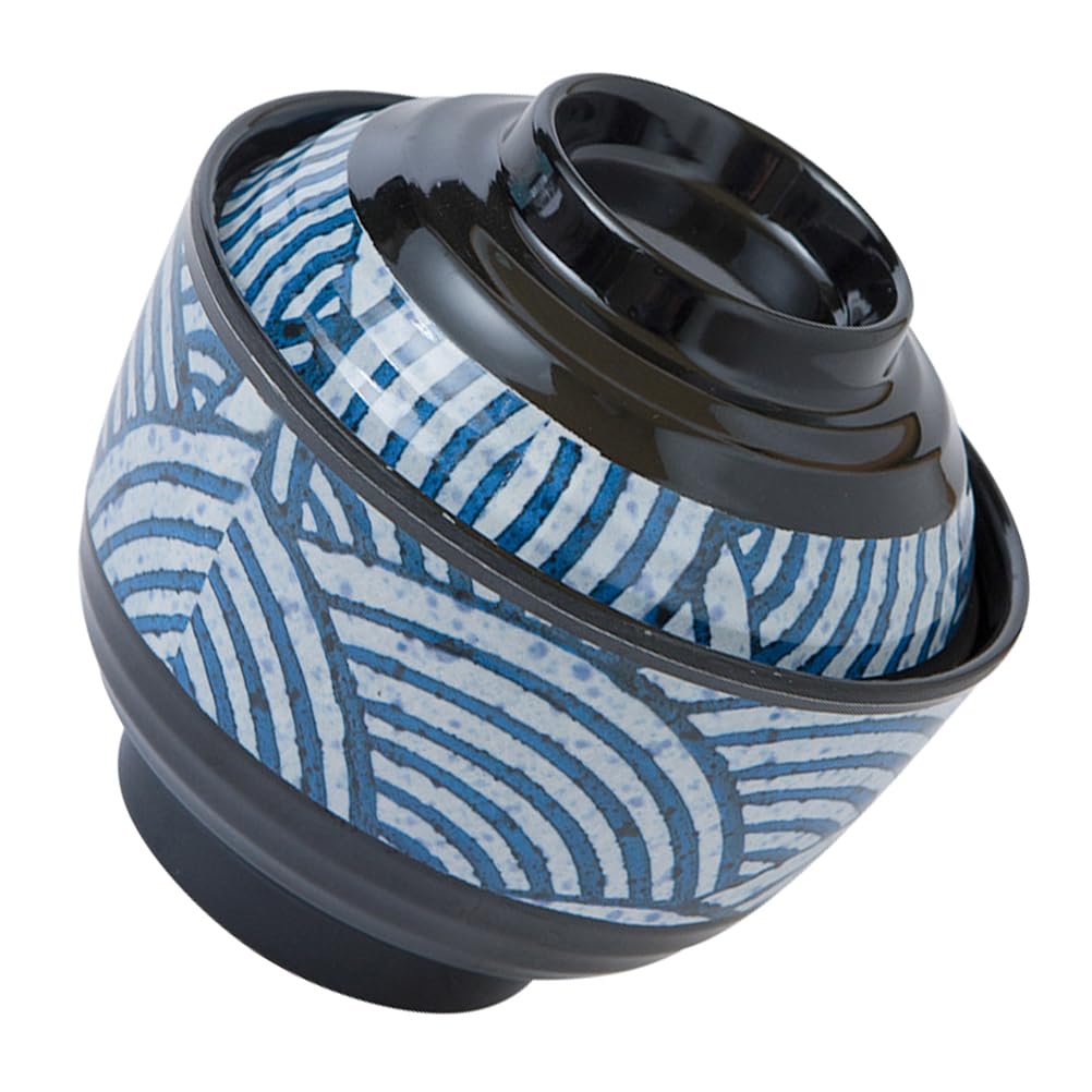 Housoutil Japanese Style Miso Soup Bowl with Lid Japanese Rice Bowl Ramen Bowl Traditional Bowl, 10 X 10 X 9. 5 cm