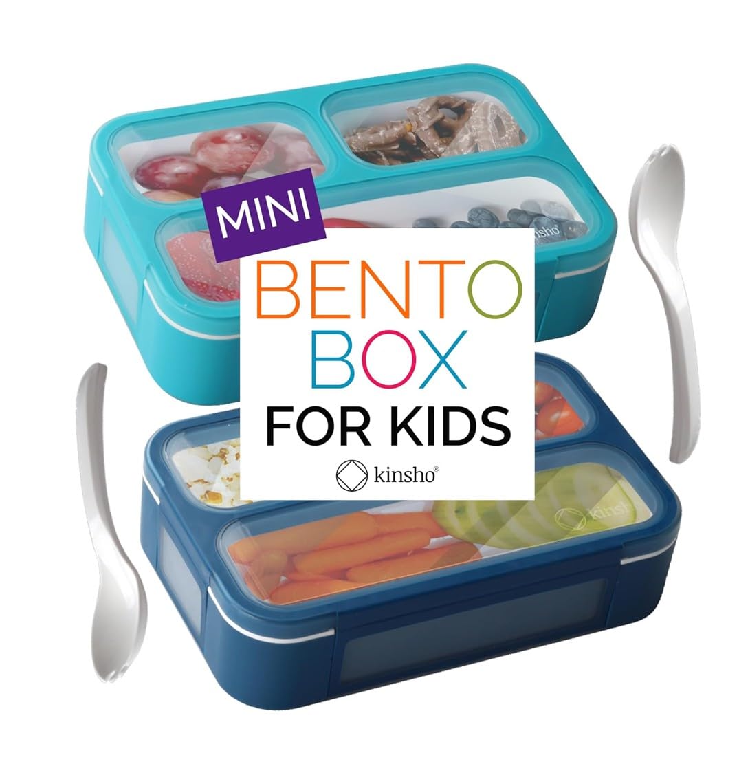MINI Lunch-Box Snack Containers for Kids | Small Bento-Box Portion Container | Toddler Nursery Reception Pre-School | Leak-Proof Boxes for Adults or Children | Navy and Blue 2 Pack Set