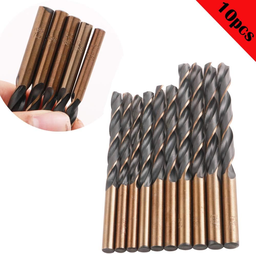 CESFONJER HSS high Speed Steel Twist Drill, Cobalt HighSpeed Steel Drill Bits, Metal Drill, 5.5mm 2P, 6.0mm 2P, 6.5mm 2P, 7.0mm 2P, 7.5mm 2P (10 pcs)