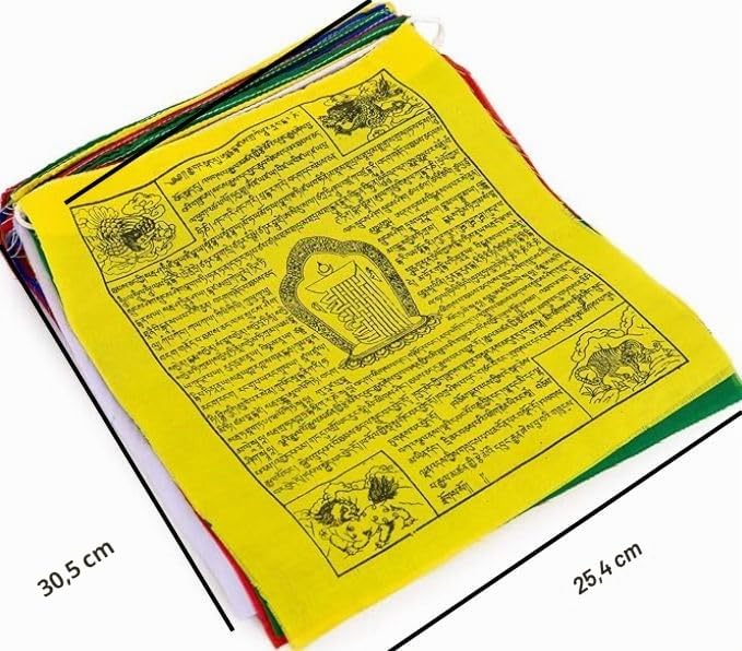 Large Tibetan Prayer Flags - 10 x 12 Inch Traditional Hand Printed | Handmade in Nepal | Wind Horse Affirmation (Pack of 25)
