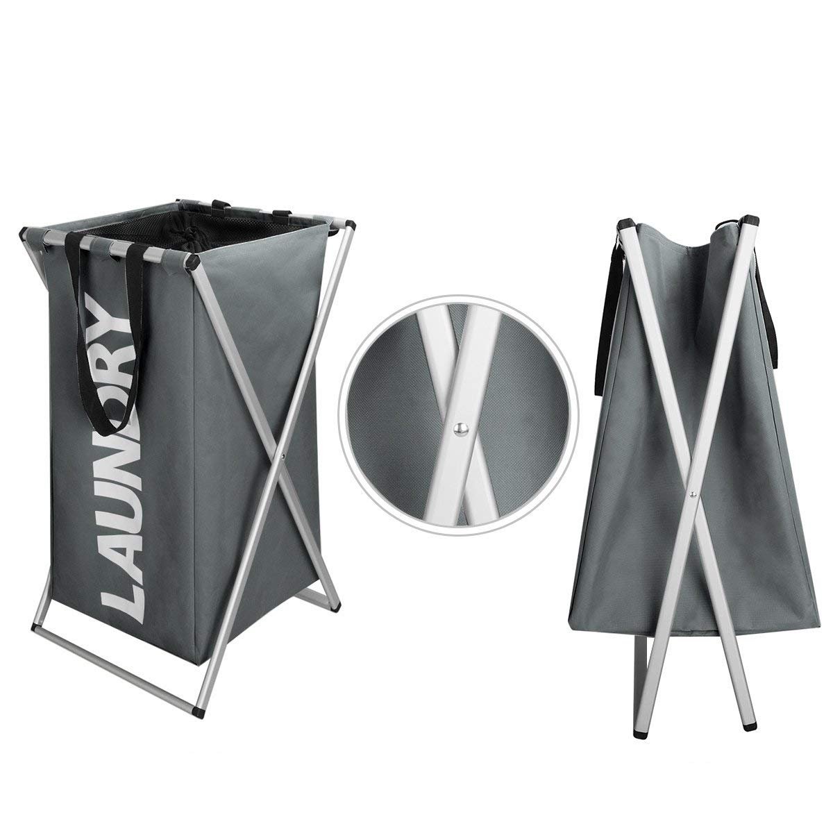 WOWLIVE X-Frame Laundry Hamper Laundry Basket Aluminum Frame Durable Dirty Clothes Bag Bathroom Bedroom Home
