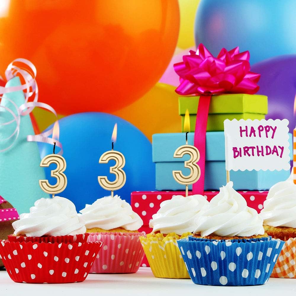 URAQT Gold Glitter Number Candles - Suitable for Kids & Adults, Decorate Birthdays, Weddings, Graduations & More - Image 3