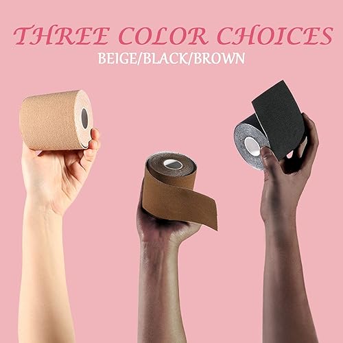 Breast Tape Travelwant Boob Tape, Bob Tape For Large Breasts,Extra-Long Roll Invisible Breast Lift Tape With Reusable Silicone Nipple Covers & Double Sided Body And Clothing Tape Nipple Tape