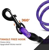 Taglory Rope Dog Lead 1.2 cm x 1.5 m Reflective Padded Handle Purple view 6