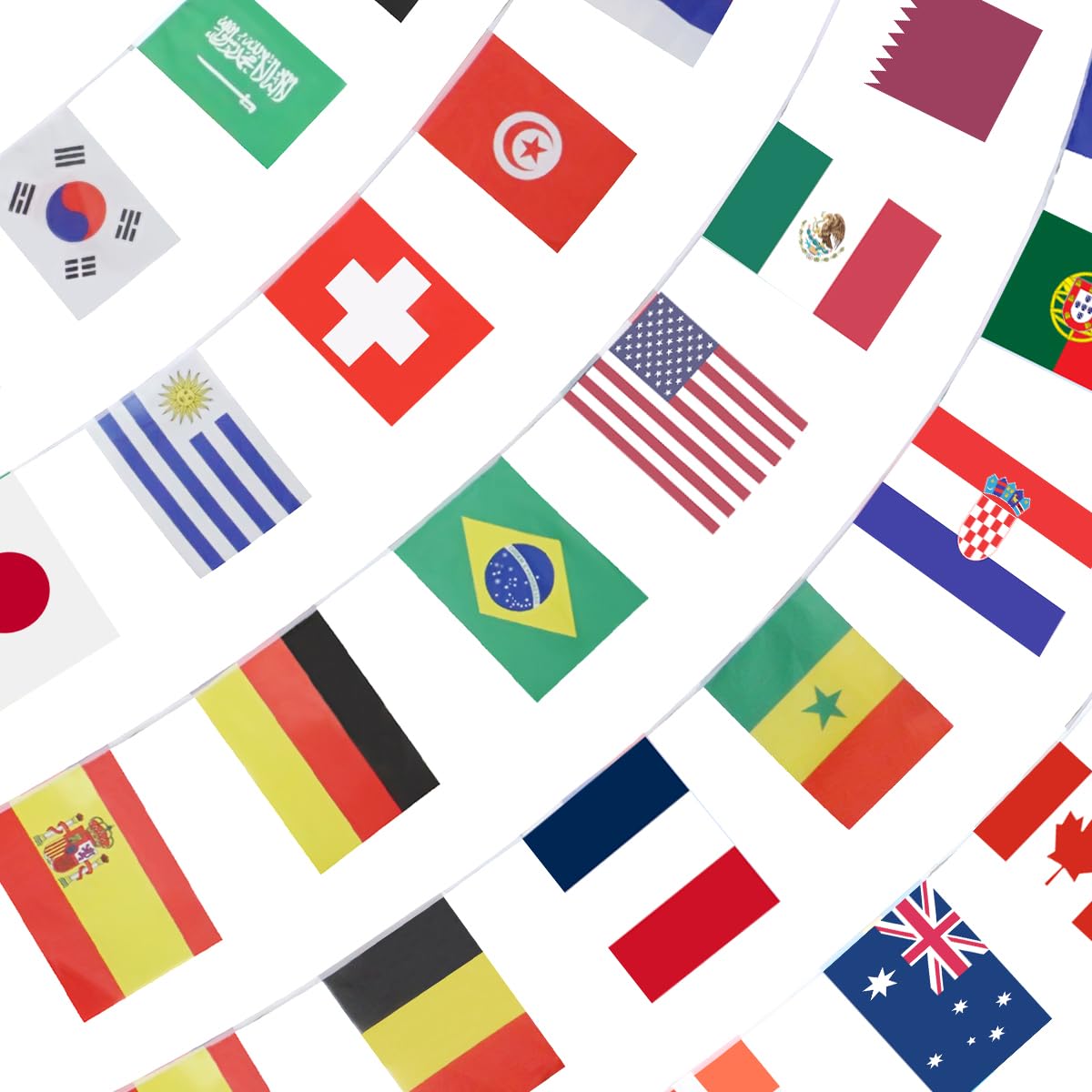 Anley 2026 World Cup 48 Countries String Flag, International Bunting Pennant Banner, Decoration for Grand Opening, Sports Bar, Party Events - 46 Feet 48 Flags