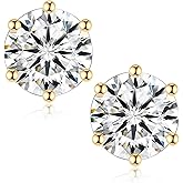 Moissanite Stud Earrings, C6P D Color Ideal Cut 925 Sterling Silver Earrings for Women with Certificate of Authenticity