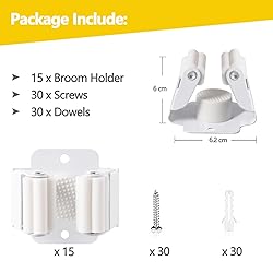 Verdenu 15 Pack Broom Holder Wall Mount, Mop and