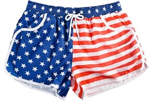 Deerose Kids American Flag Swim Shorts Quick Dry Swimming Board Shorts Active Swim Trunk 5-14 Years