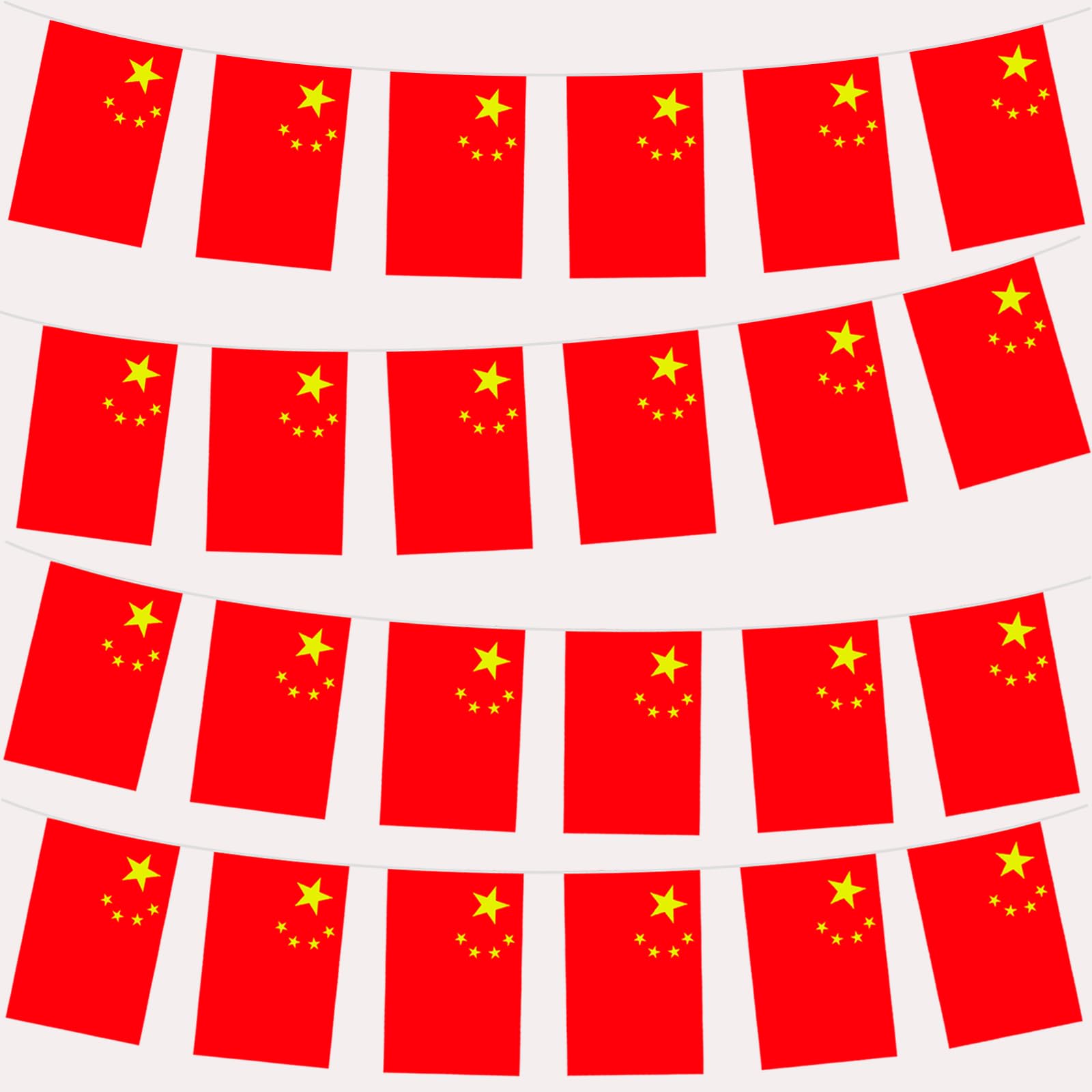 32.8ft China Flag Bunting with 30 Flags for Oly Games,Chinese Flags 14 x 21cm Sport Flag Decorations 2024,Chinese Bunting Flag Banner for Garden,Bar,Party And Street Oly 2024