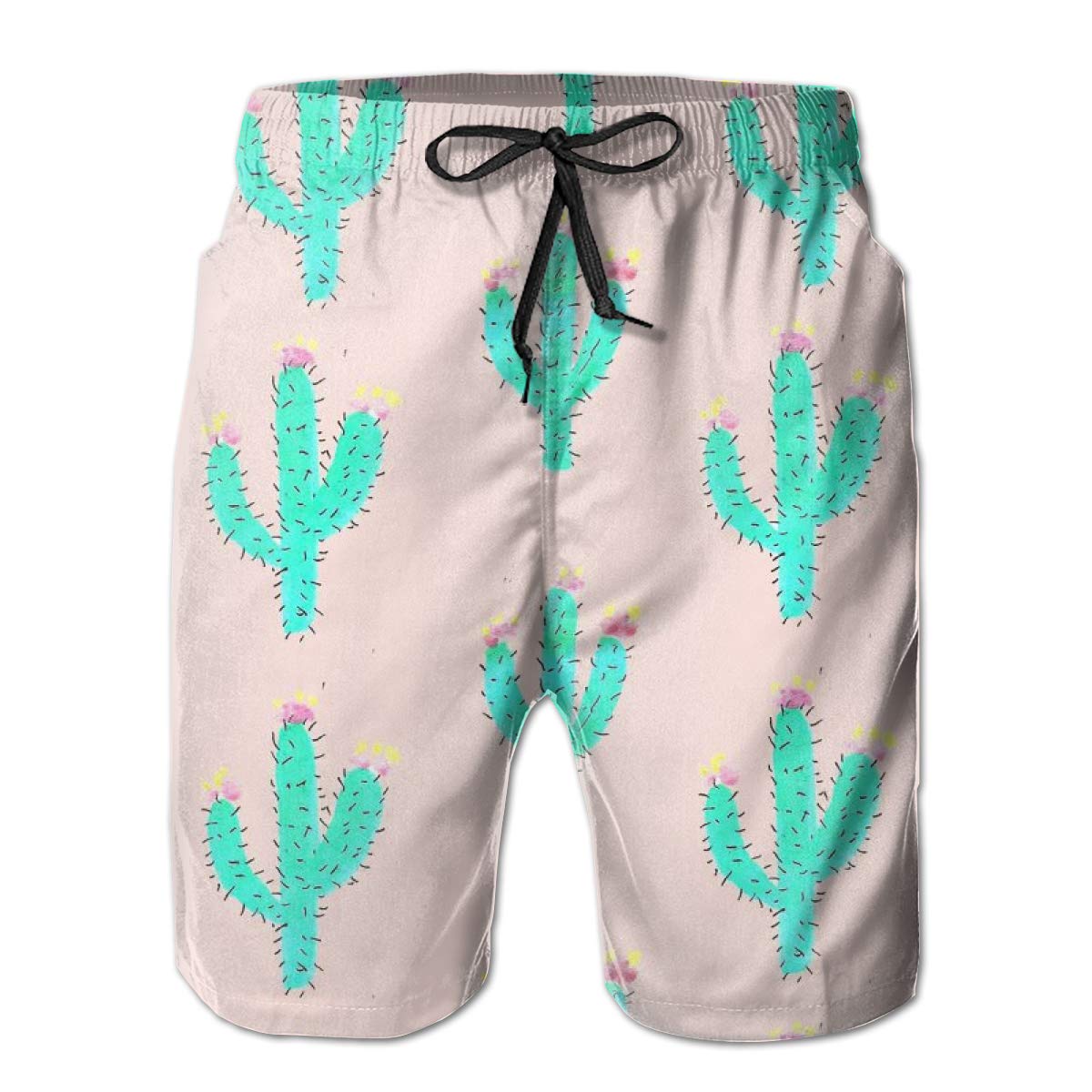 FASUWAVE Mens Swim Trunks Bright Cactus Quick Dry Beach Board Shorts