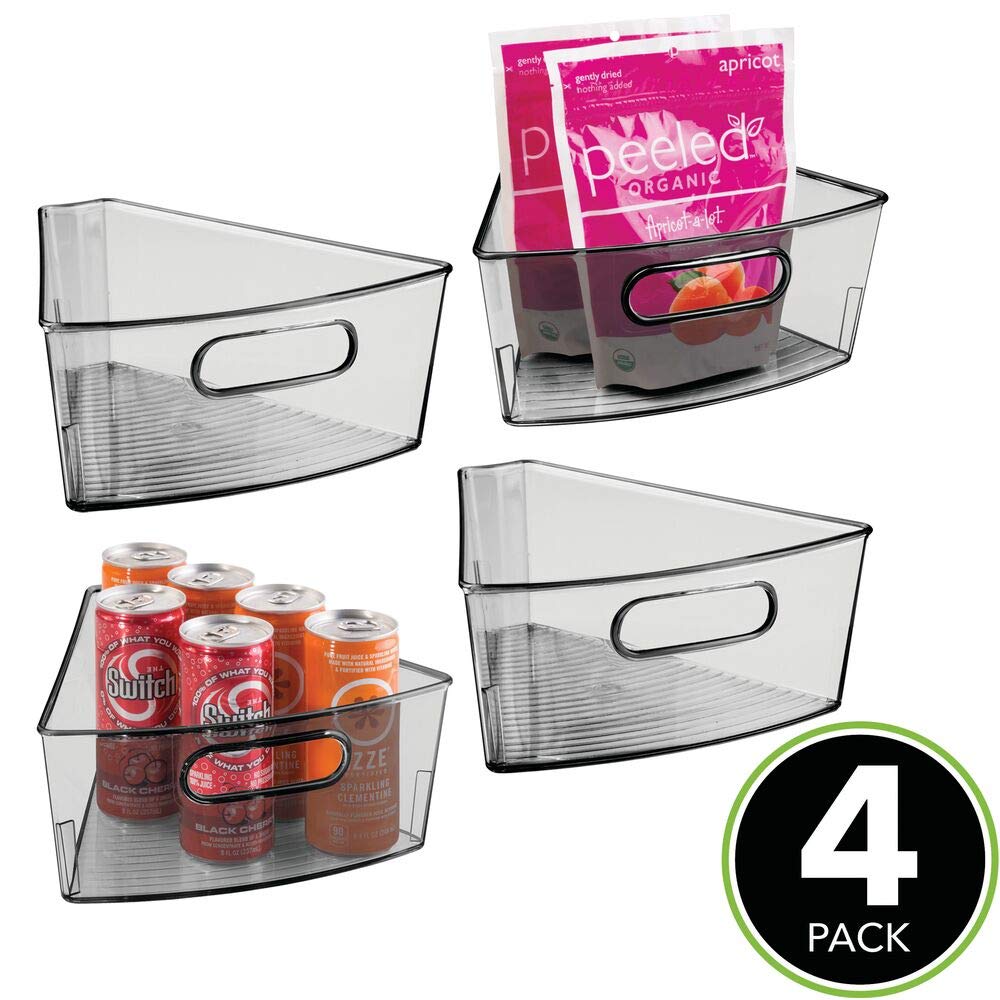 mDesign Kitchen Lazy Susan Storage Organizer Bin with Front