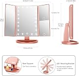 WEILY Trifold Makeup Mirror 1x/2x/3x LED Touch Screen Rose Gold view 5