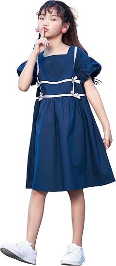 Amazon Weileenice 女の子ワンピース カジュアル 子供ドレス 発表会 韓国風 学院風 プリンセス 通学 七五三 リボン 夏 ドレス ワンピース チュニック 通販