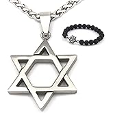 GUNGNEER David Star Necklace Stainless Steel Keel Chain Religious Protection Pendant Jewish Jewelry Men Women