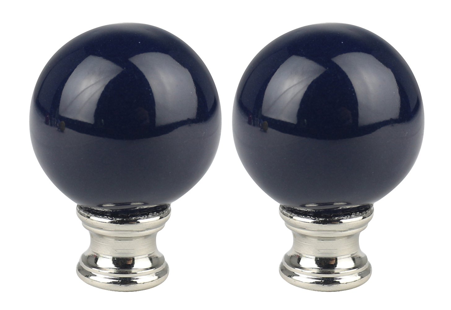 Urbanest Set of 2 Ceramic Ball Lamp Finials Navy Blue 2inch Tall