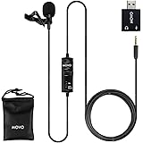 Movo LV1-USB Lavalier Microphone for Computer, Lapel Microphone for iPhone and Android Smartphones, Lav Mic, Clip on Micropho