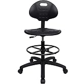 TAKE UR SEAT Deluxe Polyurethane Drafting Lab Stool Chair, 18" Adjustable Footring, 10" Adjustable Height, 450 lbs seat Capacity, Heavy Duty