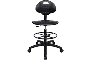 TAKE UR SEAT Deluxe Polyurethane Drafting Lab Stool Chair, 18" Adjustable Footring, 10" Adjustable Height, 450 lbs seat Capacity, Heavy Duty