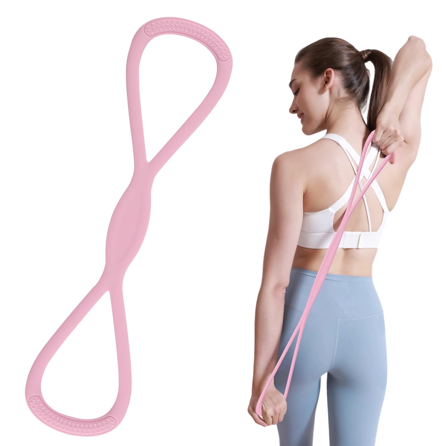 Photo 1 of 2025 New Figure 8 Resistance Bands for Women Men,8 Shaped Resistance Rubber Band,Resistance Bands for Arms,Glutes,Back,Fullbody Yoga Pulling Rope,Not Break,Portable (25LB-Pink)