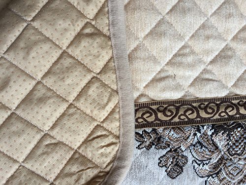 OctoRose Chenille Quilted Sectional Deep Seats Sofa Slipcover Pad Sofa Throw Furniture Protector fit Any Size of Sofa loveseat Couch Chair (Beige, 1pc-35x82) - Thumbnail 3