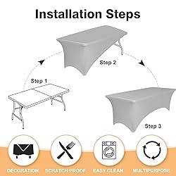 2 Pack 4 Feet Grey Spandex Tablecloth for