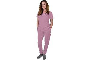 Green Town Scrubs for Women Scrub Set - Jogger Pant and V-Neck Top, 6 Pockets