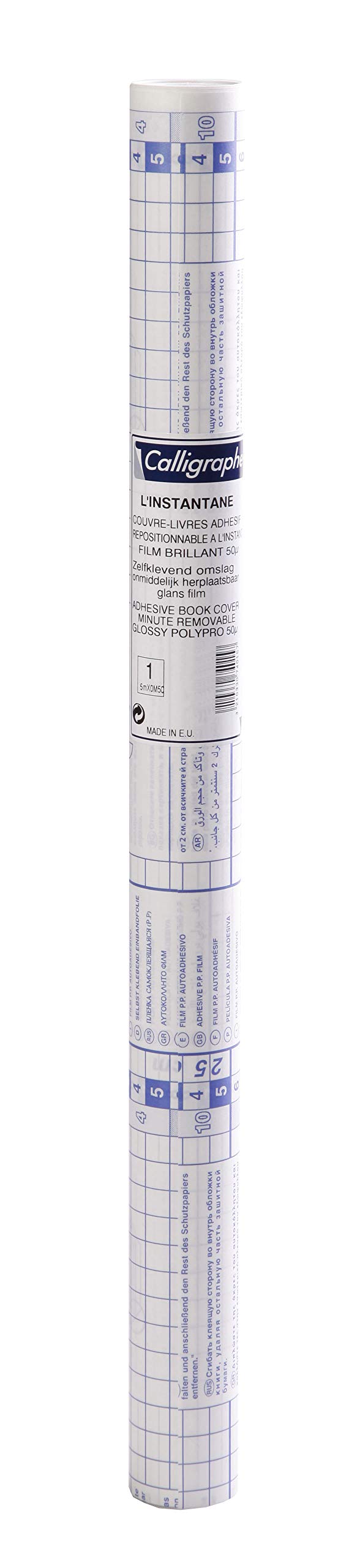 Clairefontaine 74024C - A Roll of Instant Book Covers - Dimensions: 5x0.50 m in Adhesive Polypro 50 µ - Transparent Colourless - Manufactured in France