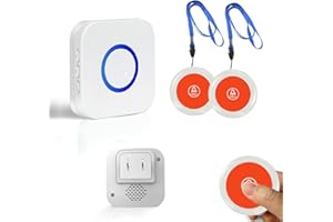 PANDAAR Wireless Caregiver Pager,Nurse Call Button 500Ft,Call Bell for Elderly Monitoring,Alert Button for Elderly,Patient,2 Buttons and 1 Receiver
