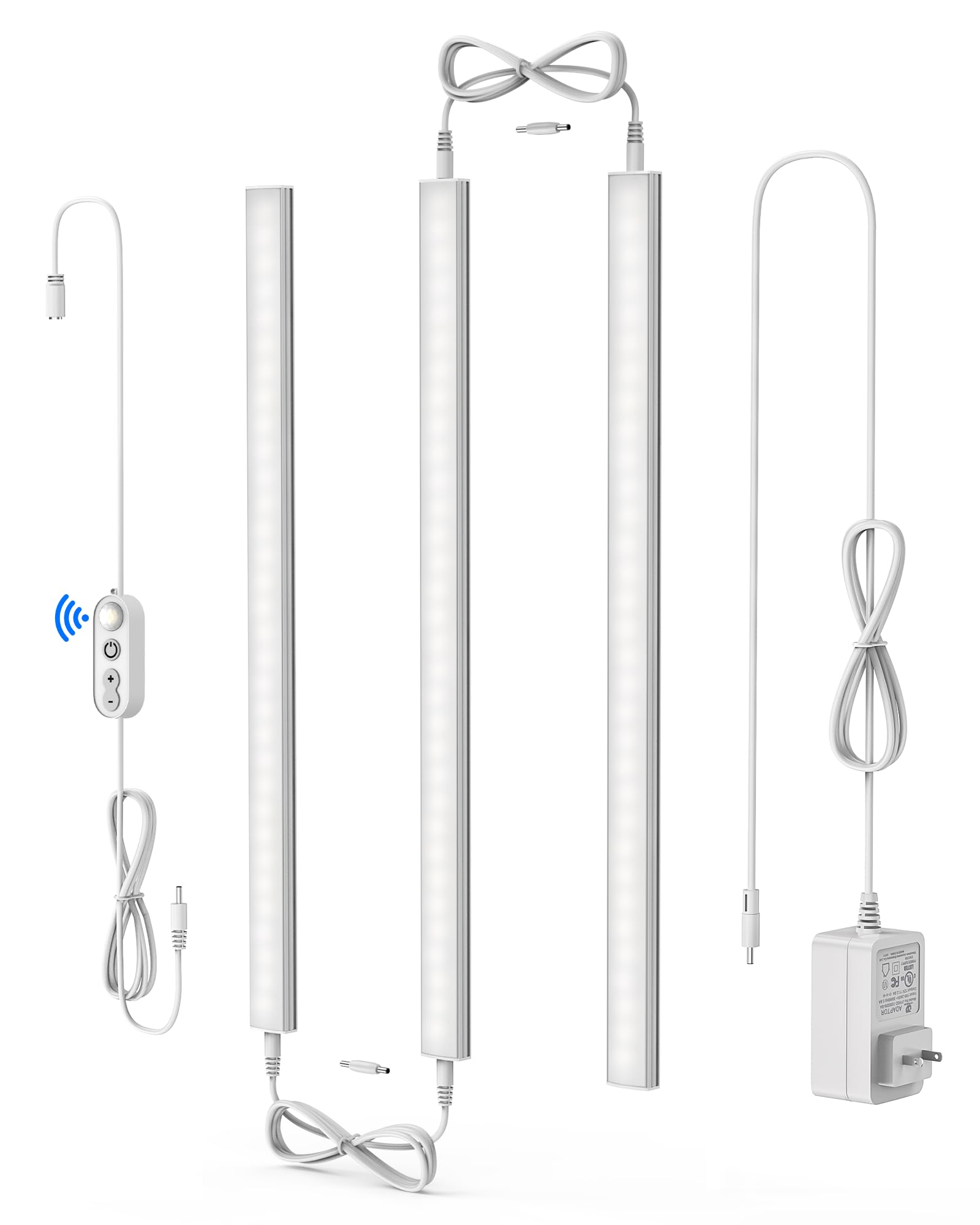 Photo 1 of ASOKO Motion Sensor Dimmable Led Under Cabinet Lighting Plug in - 3 Pcs 12 inches Linkable Led Counter Light Bars, Led Closet Light Daylight White 4500K