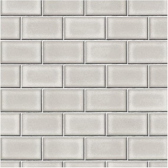 Amazon 壁紙 タイル柄 輸入壁紙 インポート壁紙 クロス フリース製 不織布 Z3k Designid サブウェイタイル グレー Ba2102 壁紙