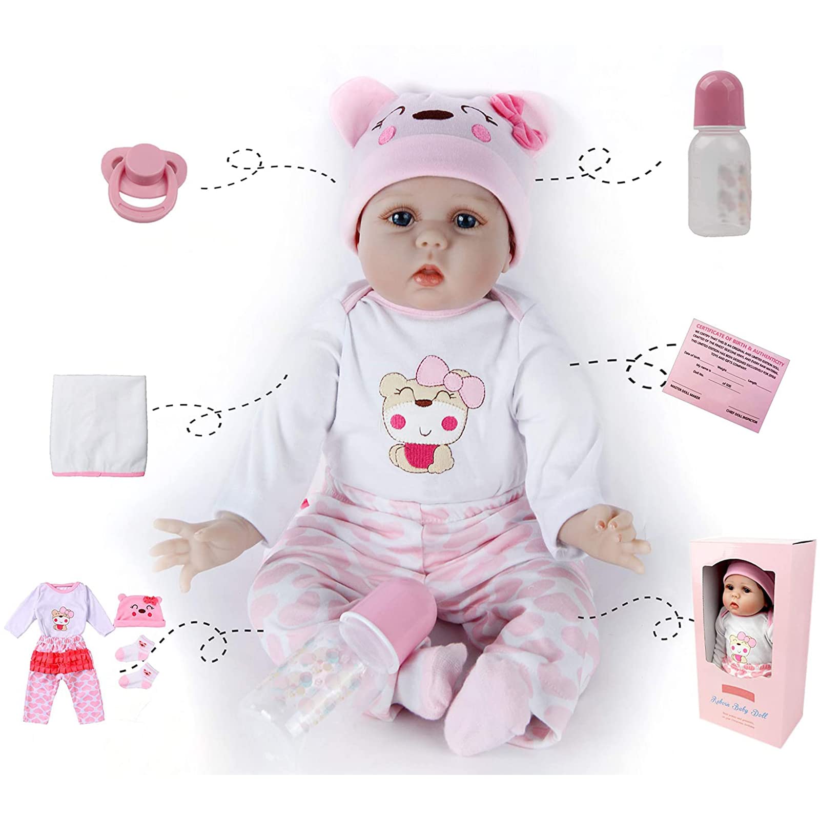 ZIYIUI Reborn 20 inch 50 cm Reborn Baby Dolls Look Real Soft Silicone Vinyl Reborn Baby Realistic Toddler Girl Doll Toy Best Xmas Gifts