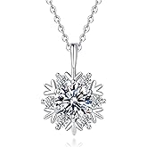 SunBeach Silver Moissanite Pendant Necklace for Women 925 Sterling Sliver Horseshoe Necklace Sparkling Snowflake Swan Jewelry Gifts for Birthday Anniversary Wedding