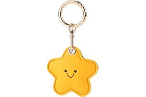 Leather Keychain Holder Case, Cute Protective Cover Compatible with Airtag Anti-Scratch GPS Tracker Case for Keys Backpack Wa