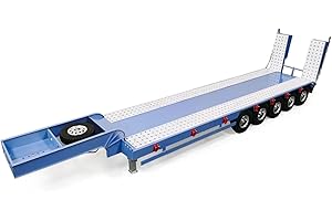 wheelfun 5-Axle Metal Semi Trailer for 1/14 RC Tractor Truck Remote Control Dumper Lights Electric Tail-Board and Legs Hobby 