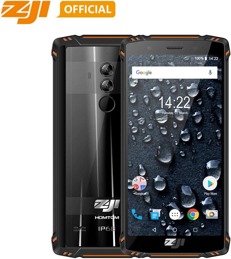 ZOJI Z9 Android 8.1 Rugged 4G Unlocked Smartphone,IP68 6GB RAM 64GB ROM Helio P23 MTK6763 Octa-Core Mobile Phone, 5.7inch Face ID 5500mAh Waterproof FDDLTE 21MP Camera Cell Phone-Orange