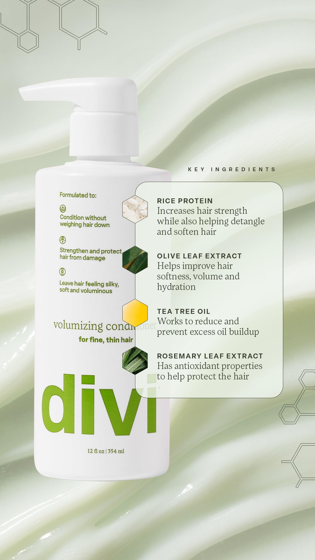 Divi Shampoo and Conditioner Set for Women and Men - Hair Care Duo for All Hair Types, Adds Volume, Lift, and Bounce, Strengthens and Nourishes Hair - Full Size, 2 x 12 Fl Oz