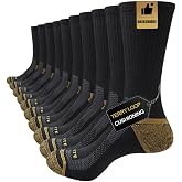 JOYN&Eacute;E Men's Light Cushion Work Socks 5/10 Pairs, Breathable Crew Socks | Lightweight moisture wicking arch support reinforced heel toe durable boot casual long athletic workout running sports