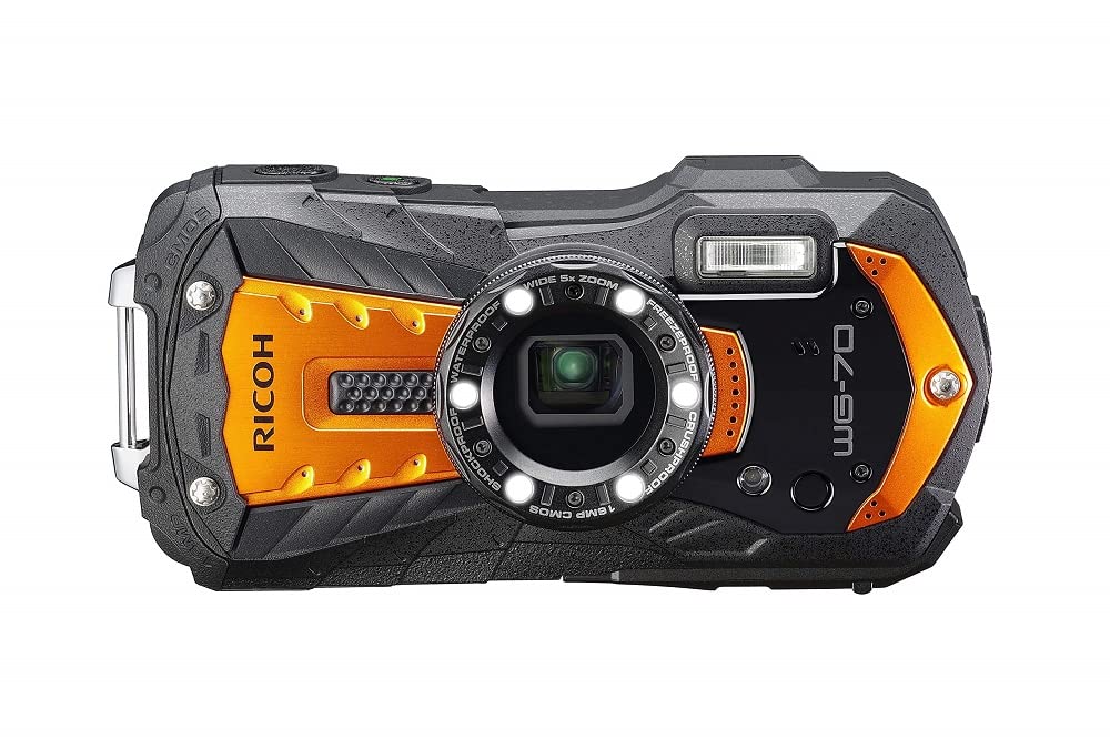 Ricoh Wg-70 Orange Compact 16 Mp, Étanche 14 Mètres, Résistant Aux Chocs (1, 60 M), Mode Sous-Marin Avec Éclairage Led (X6) Pour La Macro Photographie