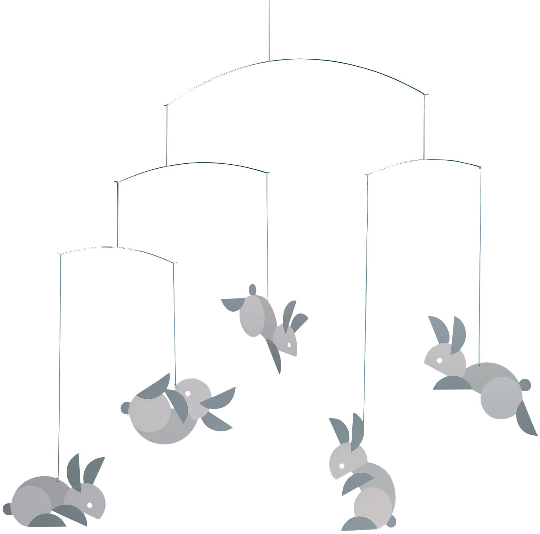Flensted Circular Bunnies Mobile, Steel, Grey/White, 50 x 54 cm