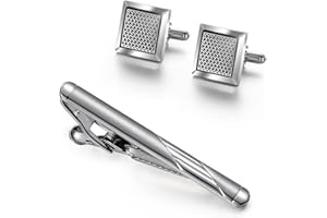 Wynameleri Cufflinks and Tie Clip Set for Men Formal Business Wedding Dress Shirts Necktie Pins Cuff Link Buttons Packed in B