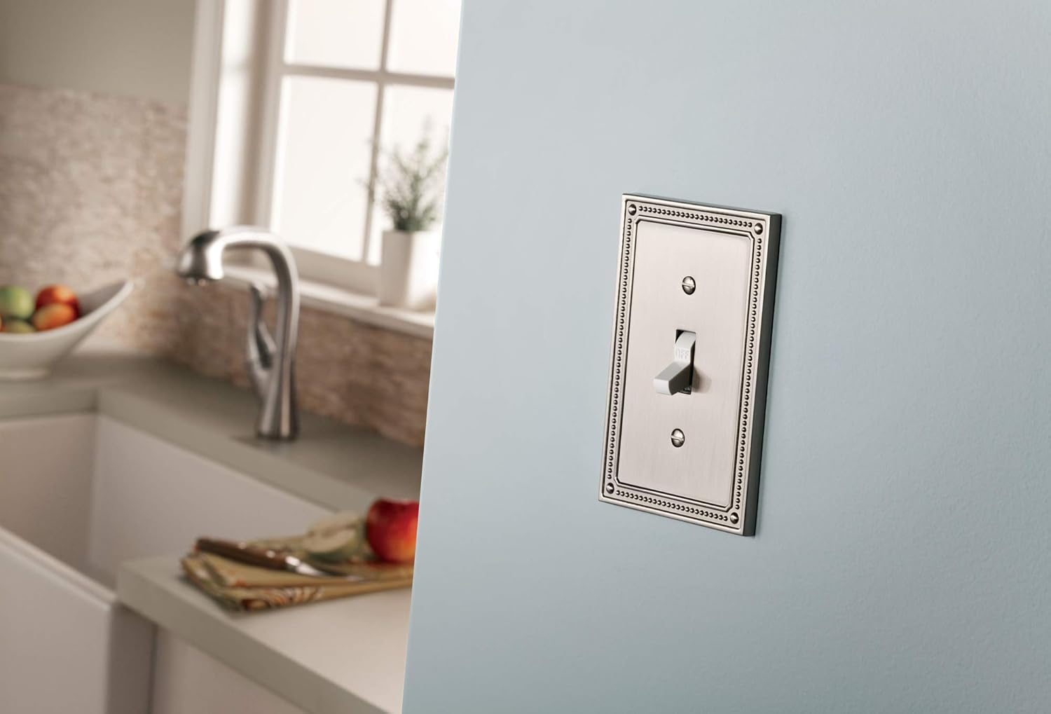 Franklin Brass W35059-SN-C Classic Beaded Single Duplex Wall Plate/Switch Plate/Cover, Satin Nickel - - 