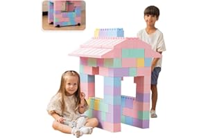 PLATPORTS Giant Plastic Blocks Jumbo, Big Blocks, Jumbo Blocks, Big Building Blocks Jumbo, Giant Blocks, Huge Blocks, Jumbo Building Blocks, 86 Pieces Large Blocks for Kids Ages 1 to 8 86 pcs pastel with wheels