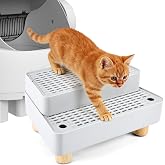Adjustable Litter Box Ramp, Cat Ramp for Litter Box, 2 Steps, Light Grey | with Wooden Feet, Filter Function,Fits Automatic Litter Boxes, For Small &amp; Elderly Cats