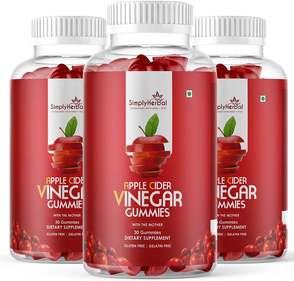 Simply Herbal Apple Cider Vinegar Gummies with The Mother - Gummy Alternative to Apple Cider VinegarJuice, Capsules, Pills, ACV Tablets with Delicious Organic Beet Root Extract Flavor (3)