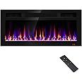 36 Inch Electric Fireplace Recessed and Wall Mounted, Fireplace Heater and Linear Fireplace, Ultra-Thin Electric Fireplace, Low Noise, with Timer, Remote Control, Adjustable 12 Flame Color, 750/1500W
