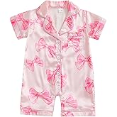 Kuriozud Baby Girl Pajamas Newborn Button Down Romper Jumpsuit Feather Trim Nightgown Infant Sleepwear One-Piece Summer Pjs