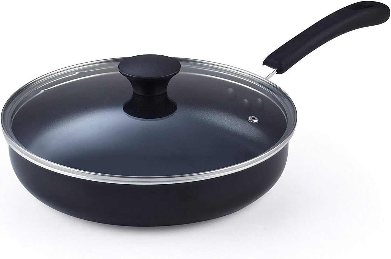 Cook N Home Nonstick Deep Fry Jumbo Cooker with Lid, Black 10.5-Inch Saute Pan: Kitchen & Dining