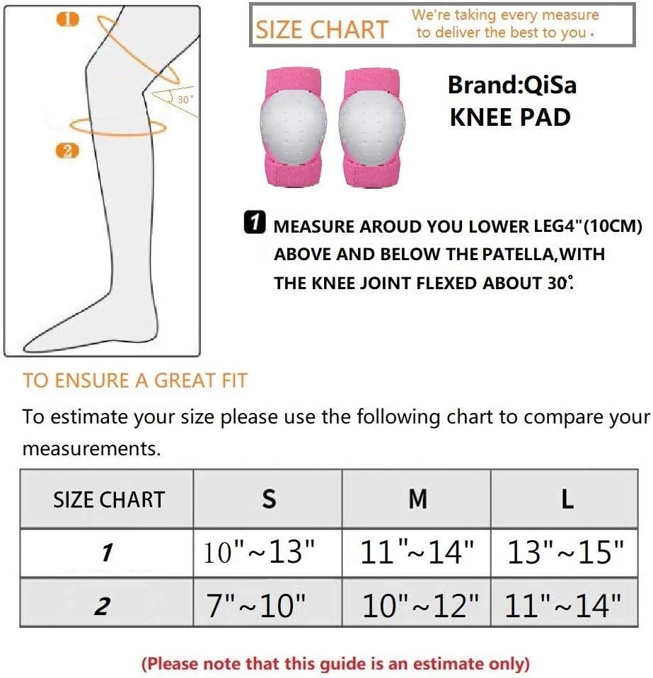 QiSa Kids & Adults Knee and Elbow Pads with Wrist Guards Protective Gear Set : Sports & Outdoors
